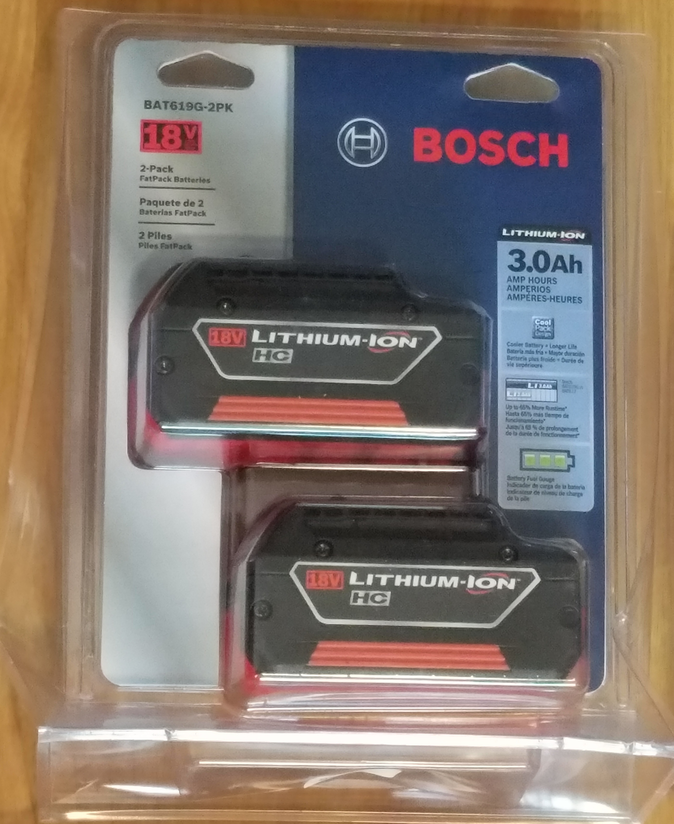 Bosch 18-Volt 3.0-Amp Hours Lithium Power Tool Battery – 2 pack
