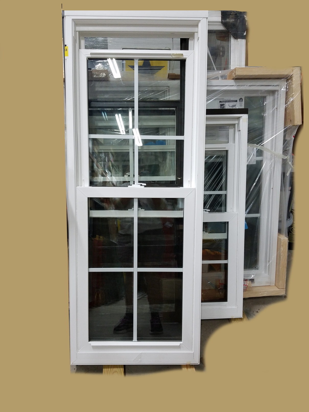 22.5in wide x 58in tall Pella doublehung REPLACEMENT Series 250 windows white and brown