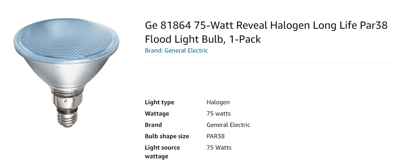 GE 81864 75-Watt Reveal Halogen Long Life PAR38 Flood Light Bulb 1-Pack